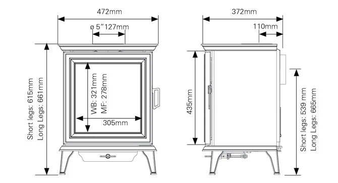 Stovax Sheraton 5 Wide Wood Burning / Multifuel Ecodesign Stove