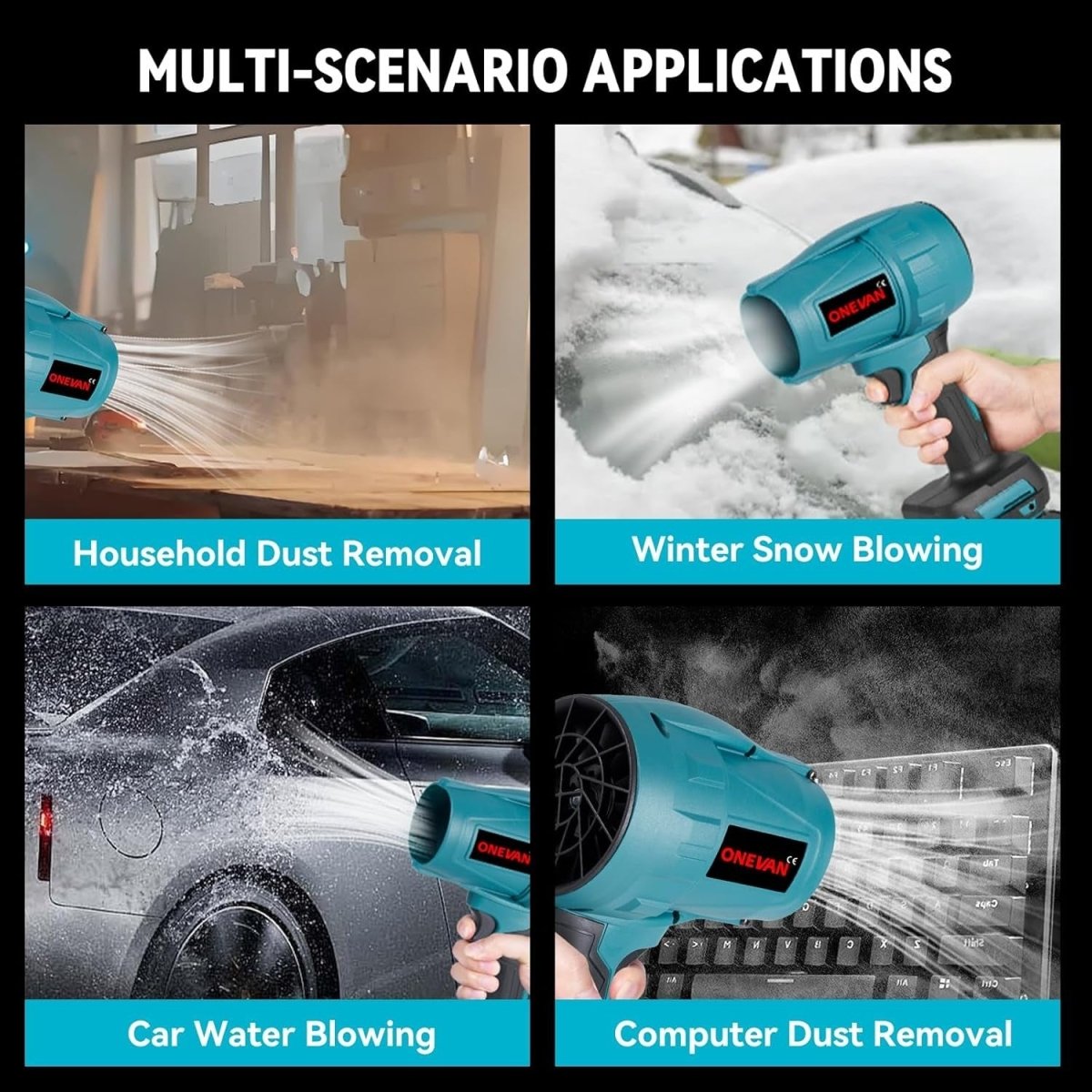 Turbo Cordless Leaf Blower Brushless Mini Jet 671MPH Dual Battery
